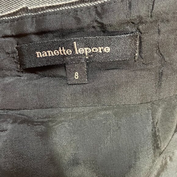 Nanette Lepore Linen Blend Pencil Skirt Gray Knee Length Ruffle Waist Size 8 - Picture 14 of 16